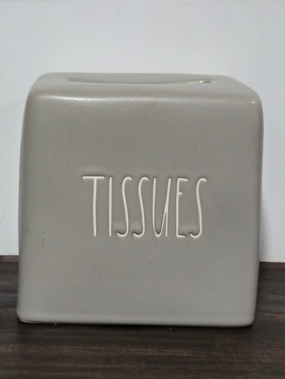 Rae Dunn Grey 'TISSUES' Box